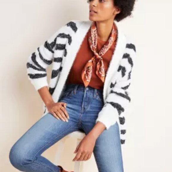 Anthropologie Sweaters - Antropologie | Zebra Eyelash Cardigan | L Petite